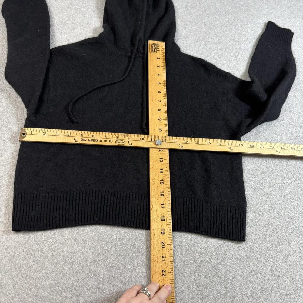 Athleta Merino Wool Cashmere Sweater Women Small Black Alpine Hooded Crop Soft - Picture 8 of 9